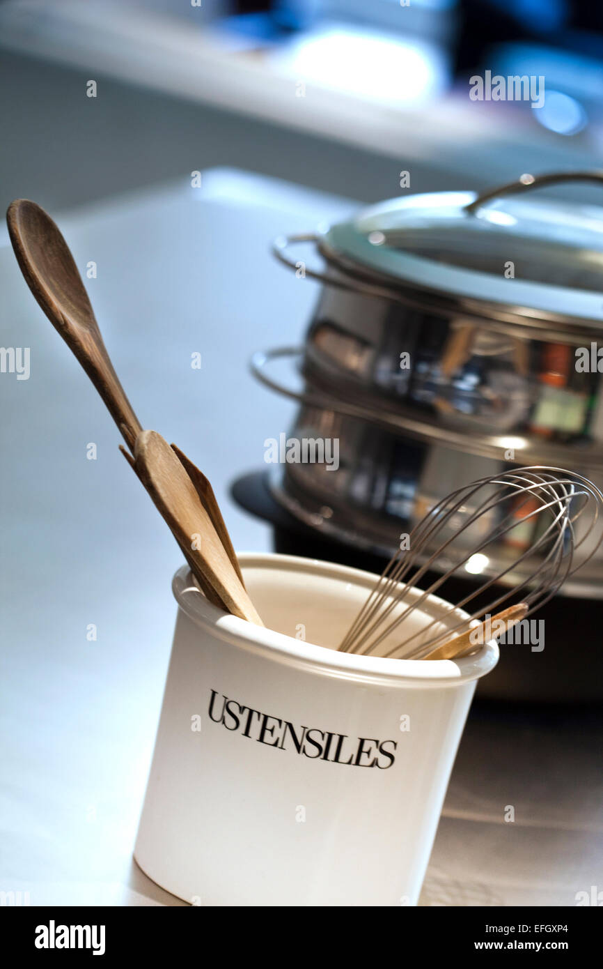 French cooking utensils in a kitchen Stock Photo - Alamy