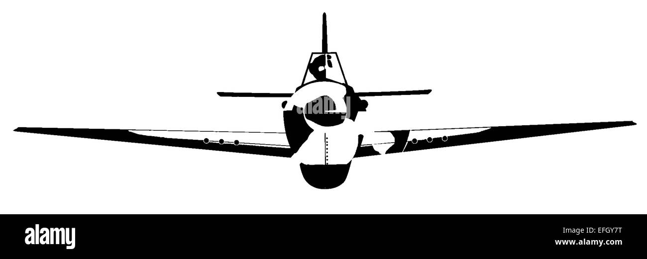 A black and white sketch of a World War Two fighter plane Stock Photo