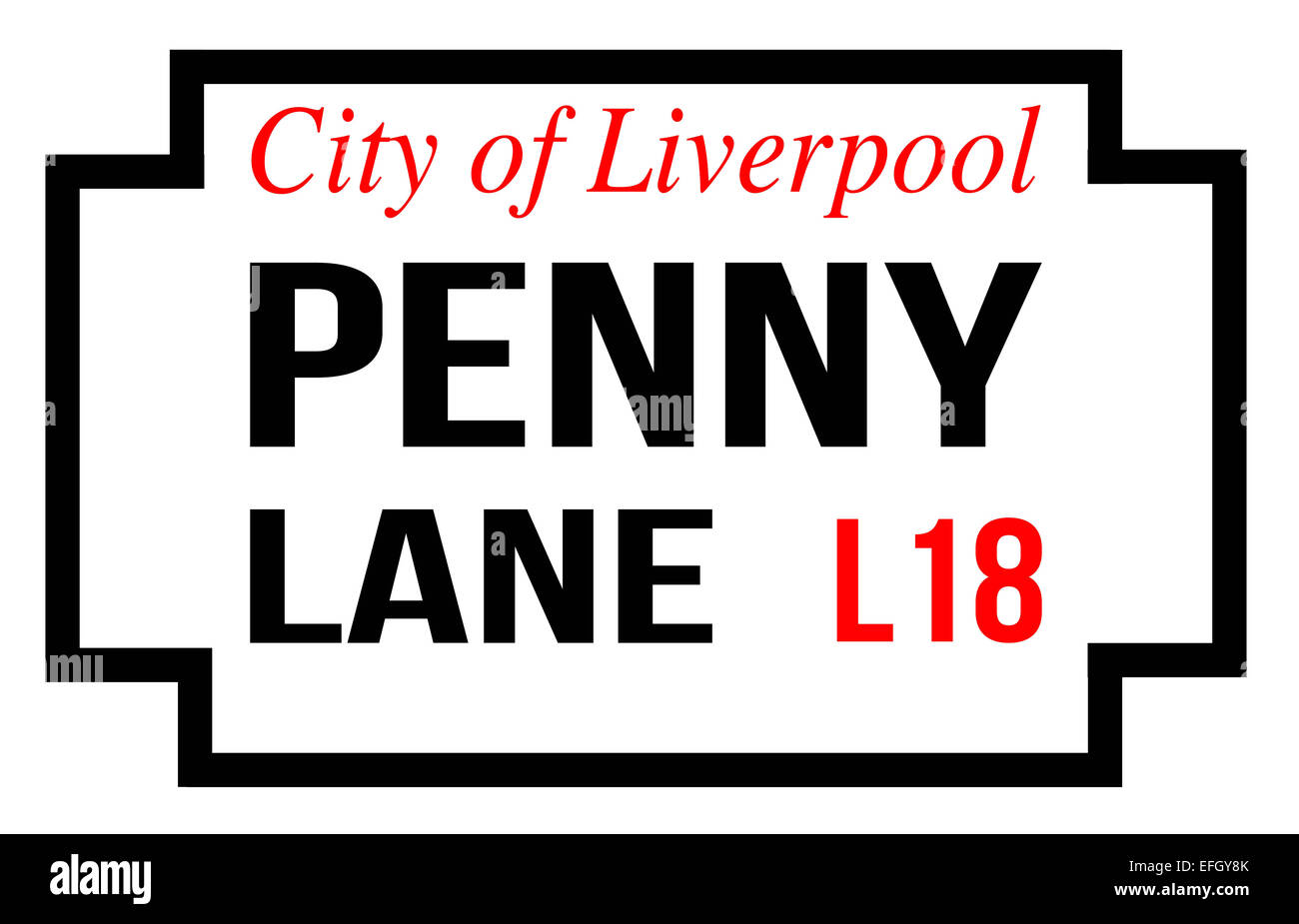 The sign for Penny Lane over a white background Stock Photo Alamy