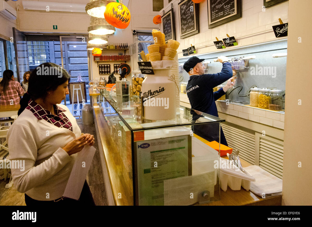 Traditional Ice cream shop in Florence, Italy Stock Photo
