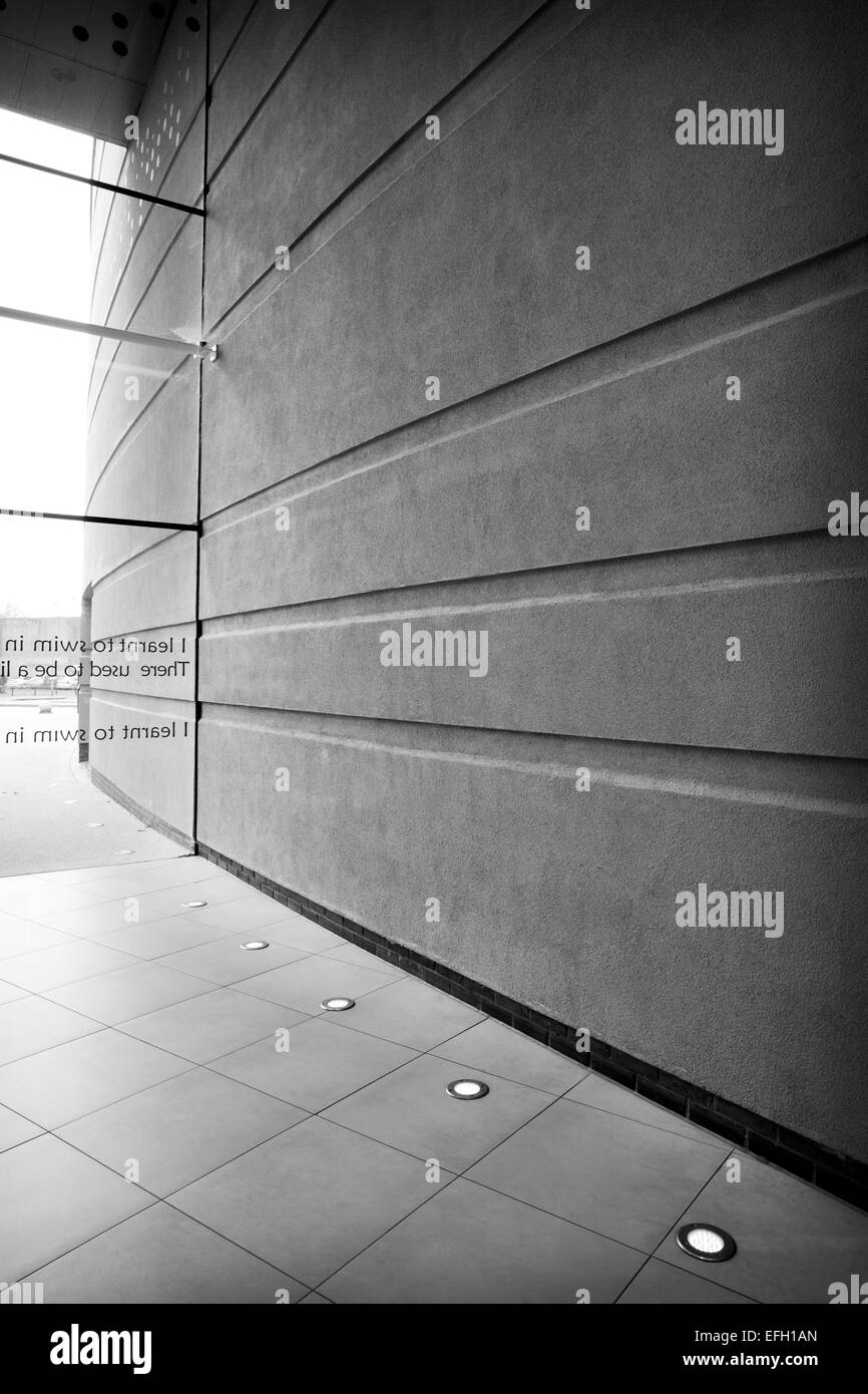Glass wall entrance of car showroom interior,  black and white Stock Photo