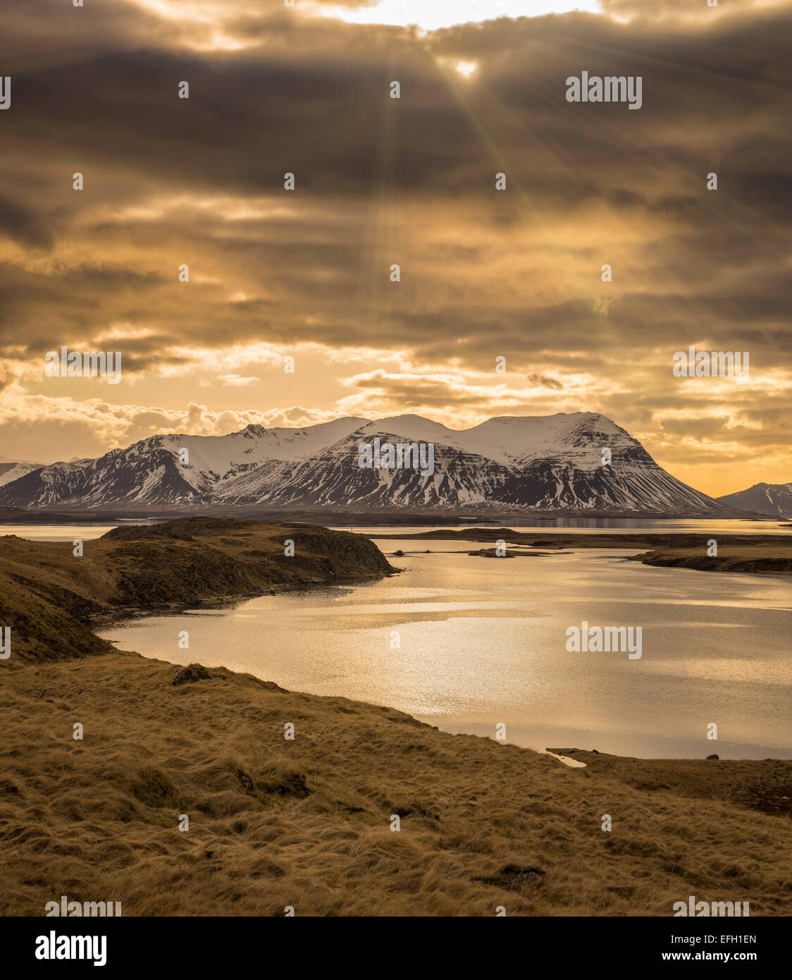 Iceland snow sunset landscape mountains hi-res stock photography and ...