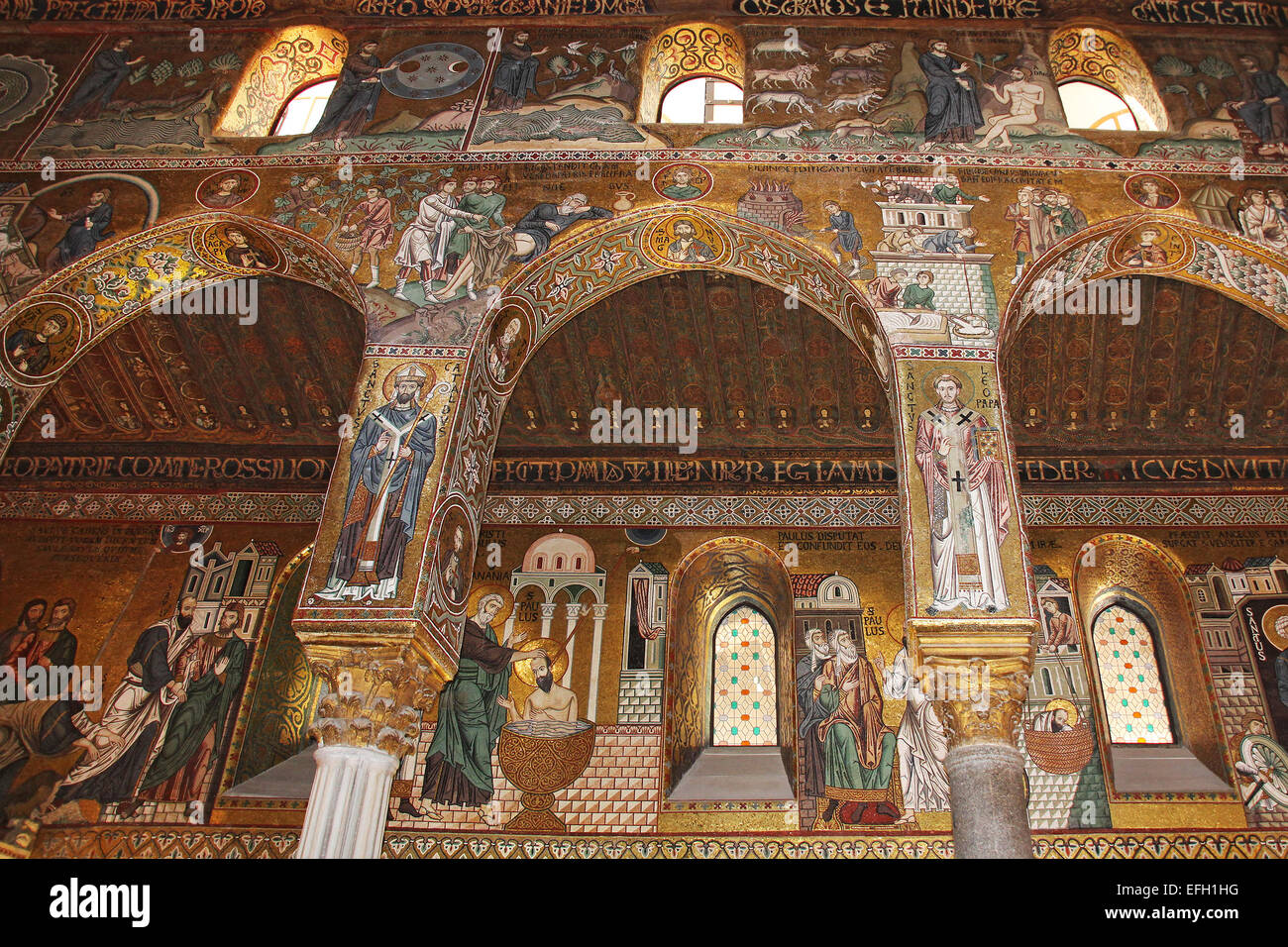 Detail Interior of the famous Cappella Palatina in the Palazzo Reale in Palermo in Sicily, Italy Stock Photo