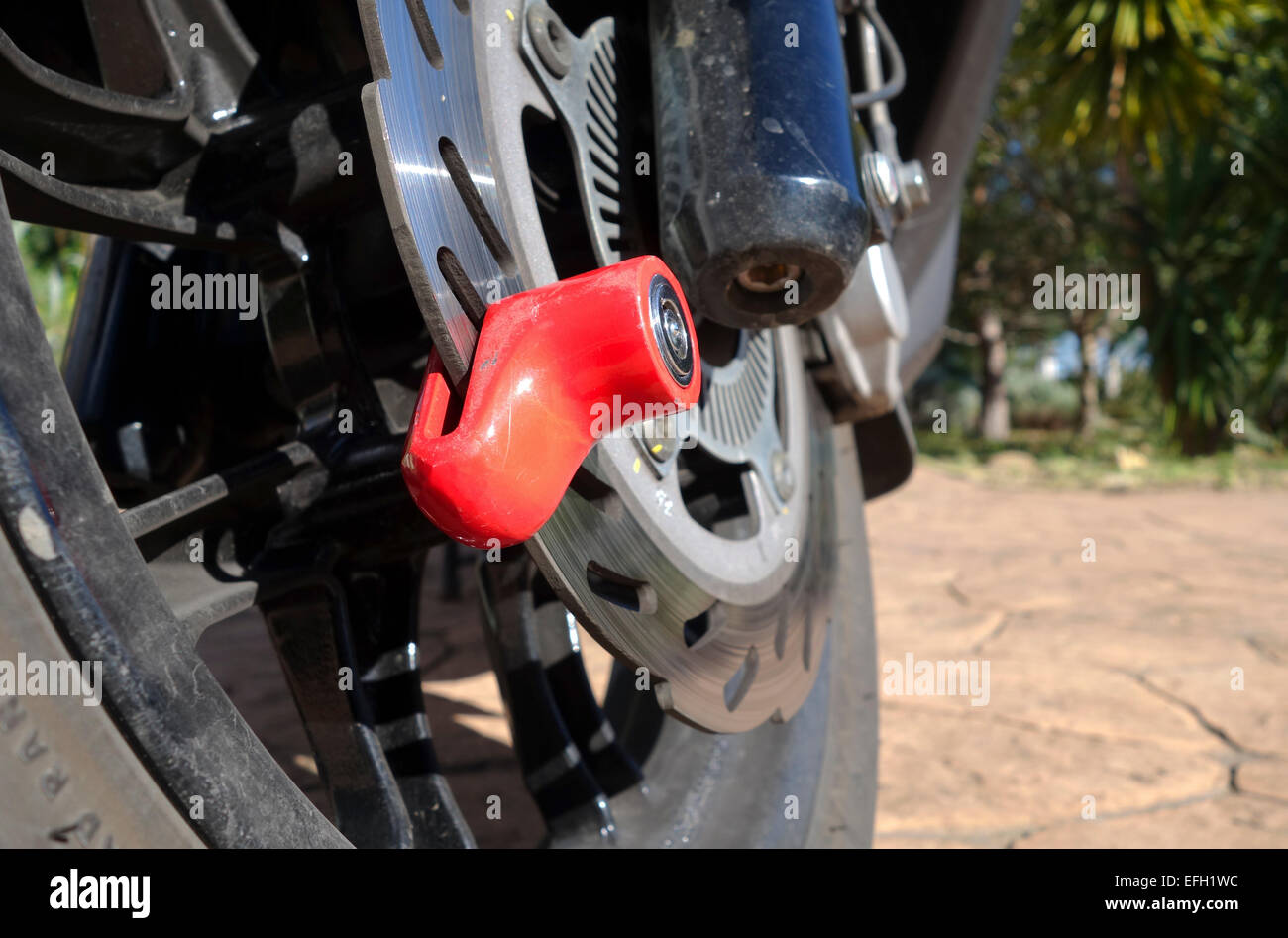 Motorcycle Security disk Lock to protect motorbike from theft Stock Photo Alamy