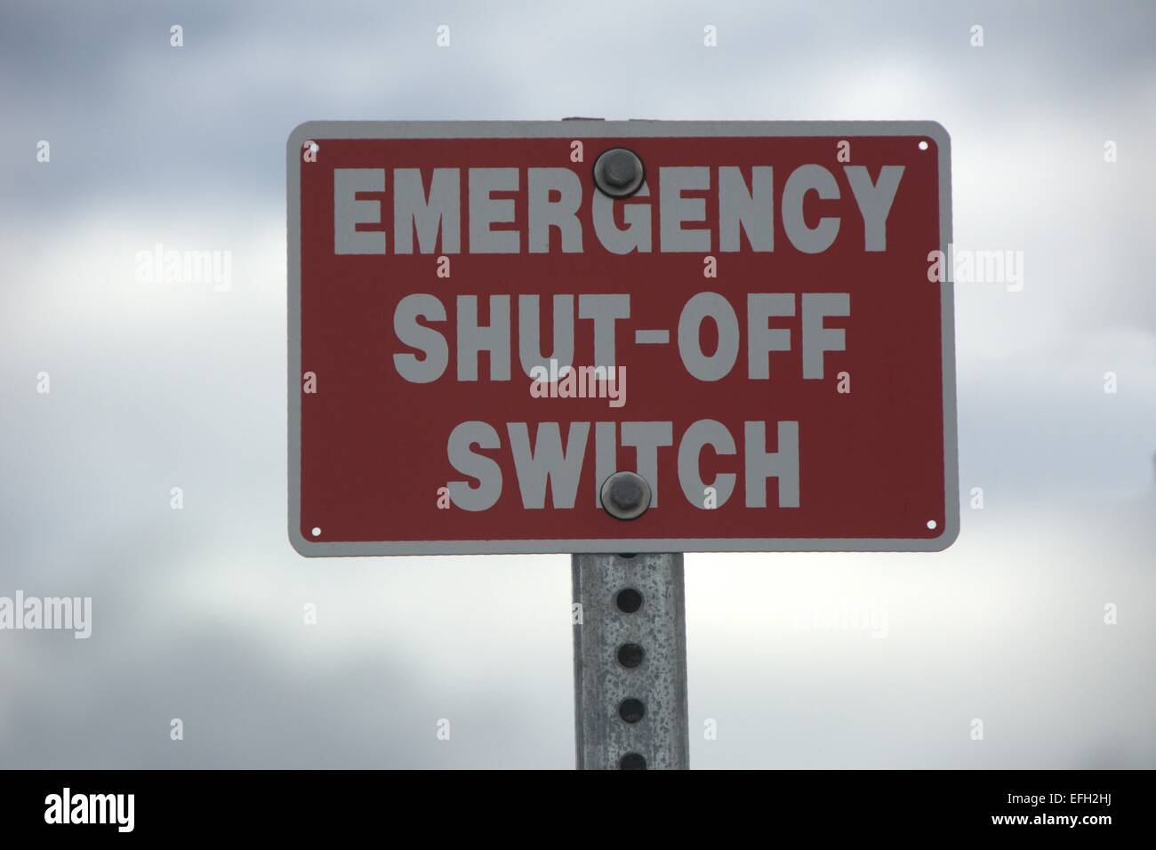Emergency cut-off switch sign Stock Photo