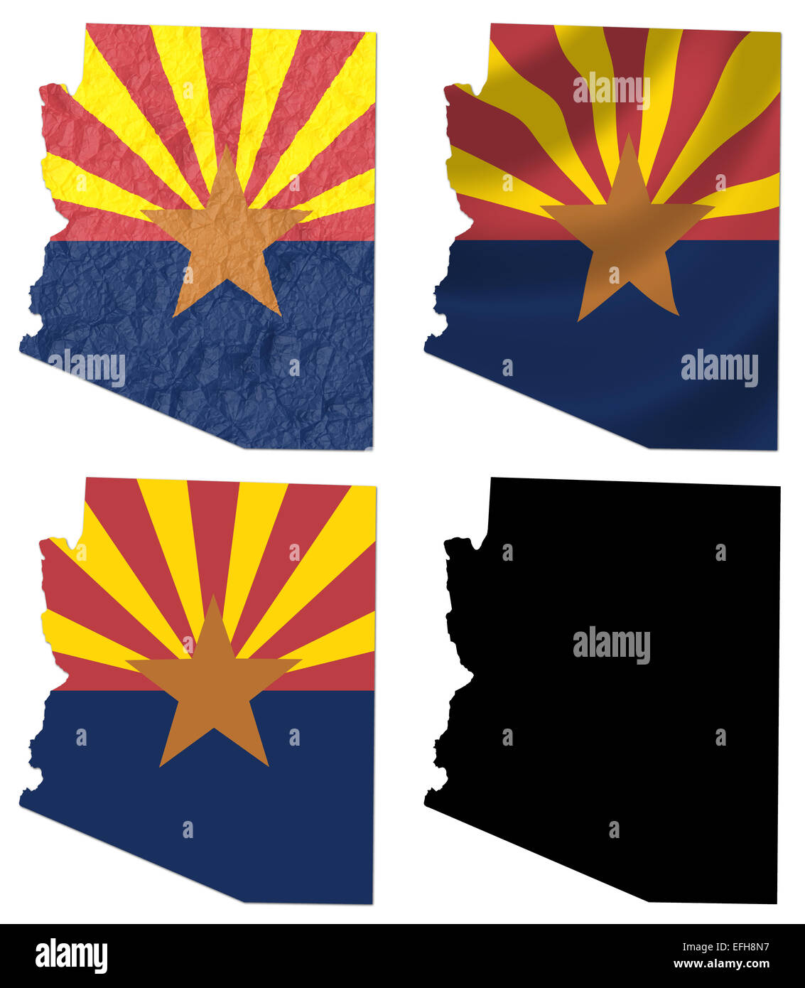 US Arizona state flag over map Stock Photo