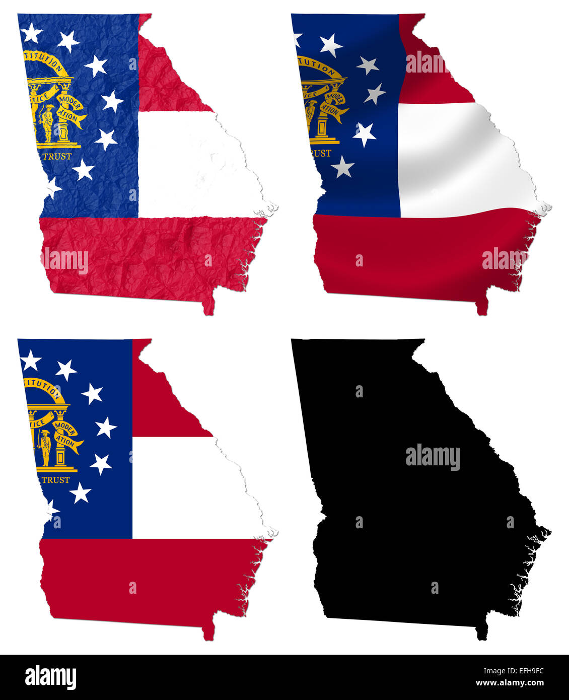 US Georgia state flag over map Stock Photo