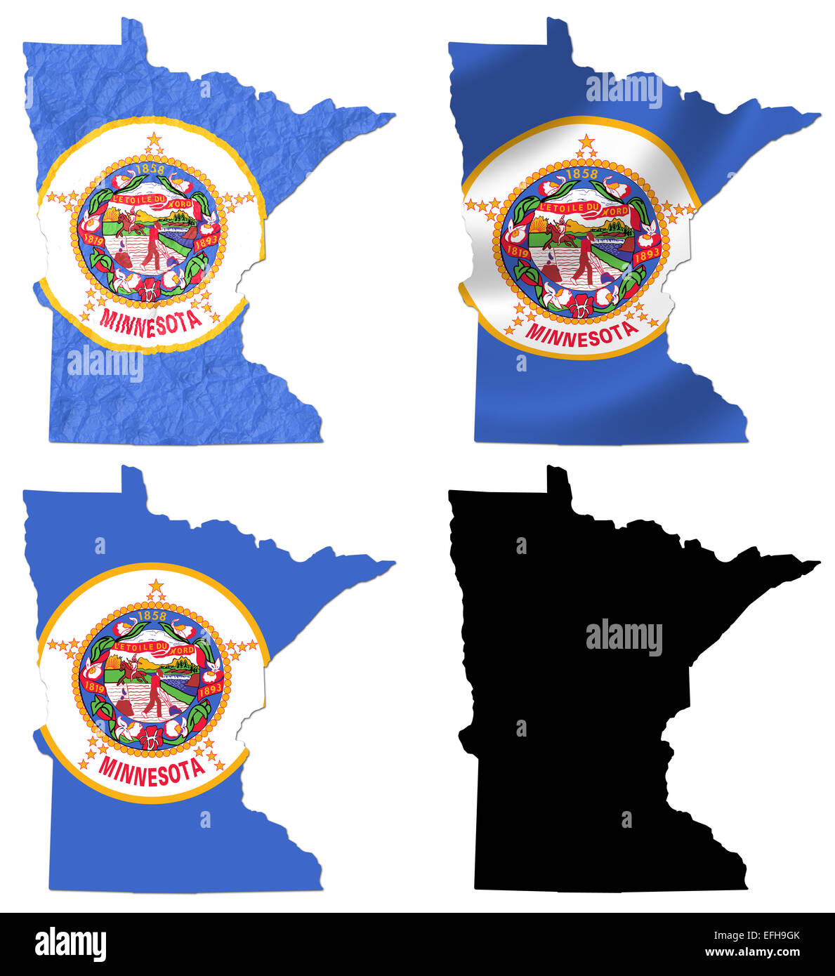 US Minnesota state flag over map collage Stock Photo