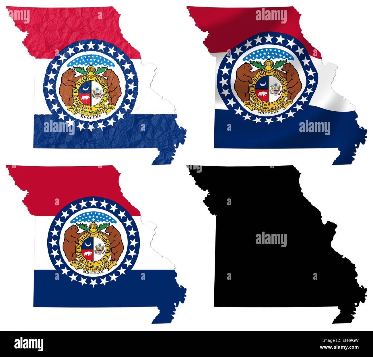 US Missouri state flag over map Stock Photo