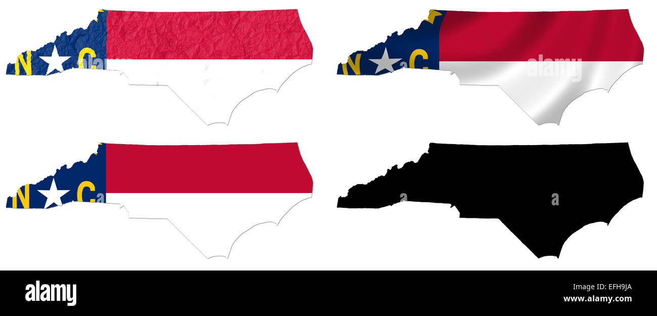 US North Carolina state flag over map collage Stock Photo - Alamy