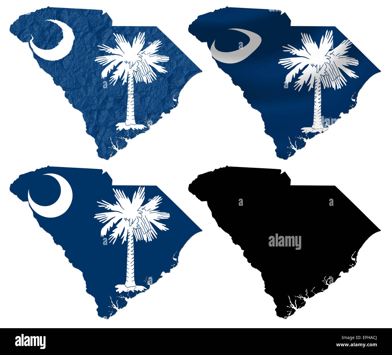 US South Carolina state flag over map Stock Photo