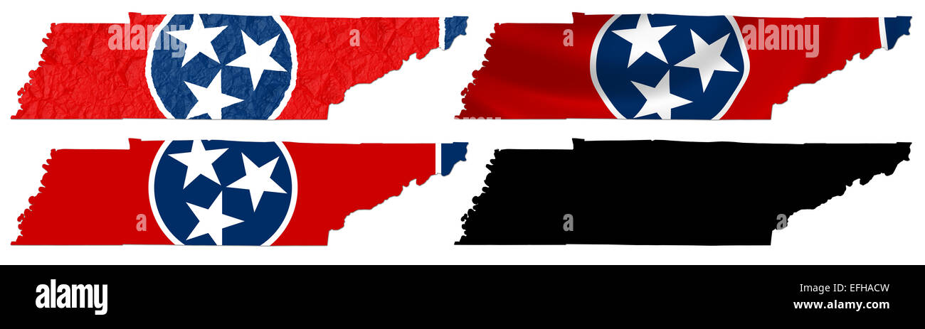 US Tennessee state flag over map collage Stock Photo