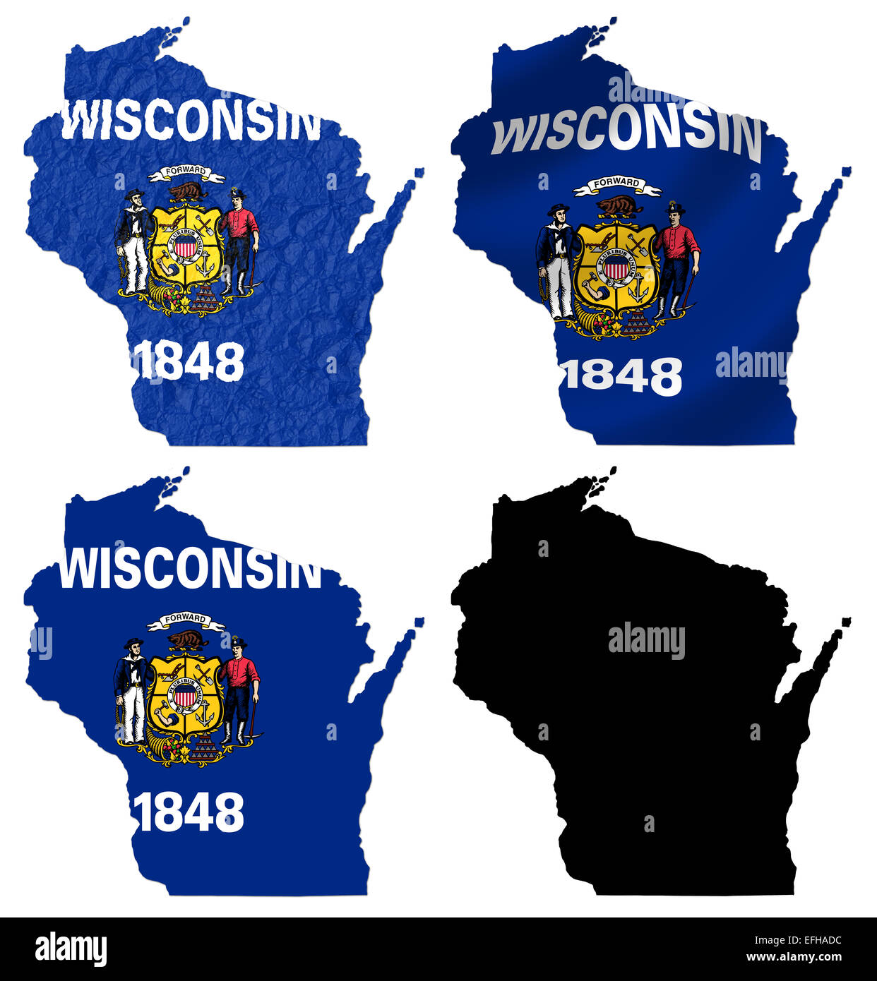 US Wisconsin state flag over map Stock Photo Alamy