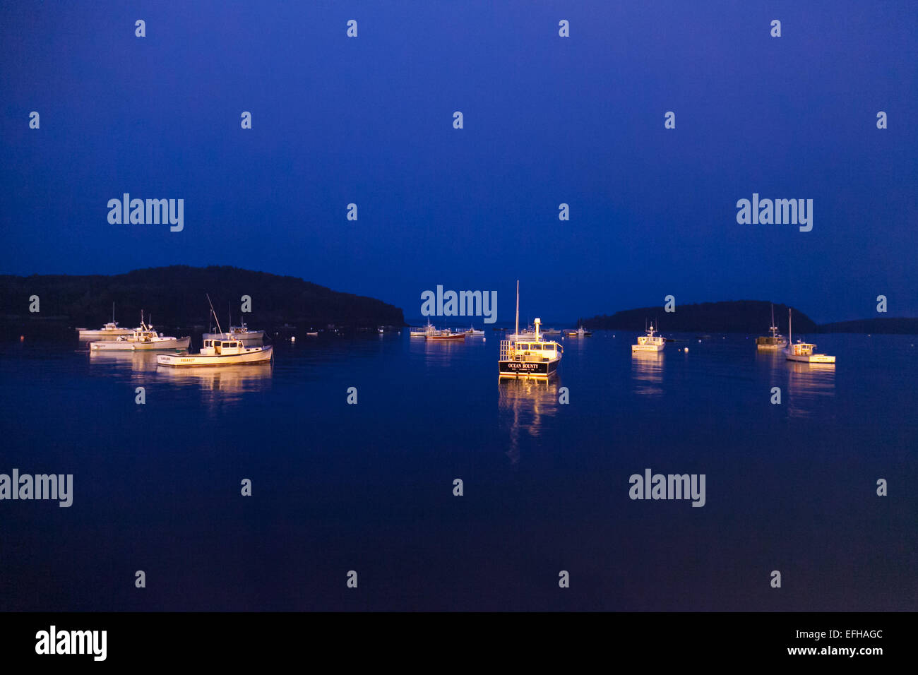 Fishing boats in Frenchman Bay, Bar Harbor, Maine, USA Stock Photo