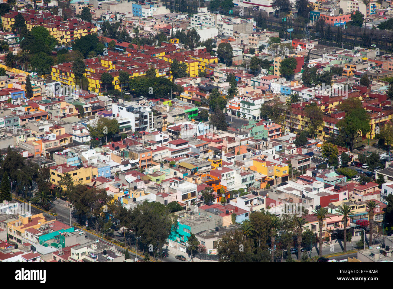 Mexico City, Mexico - Colorful housing in Mexico City. Stock Photo