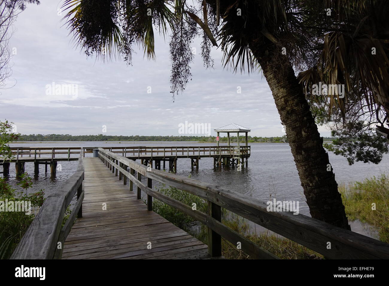 Fishing dock in Bicentennial Park, Ormond Beach, Florida Stock Photo