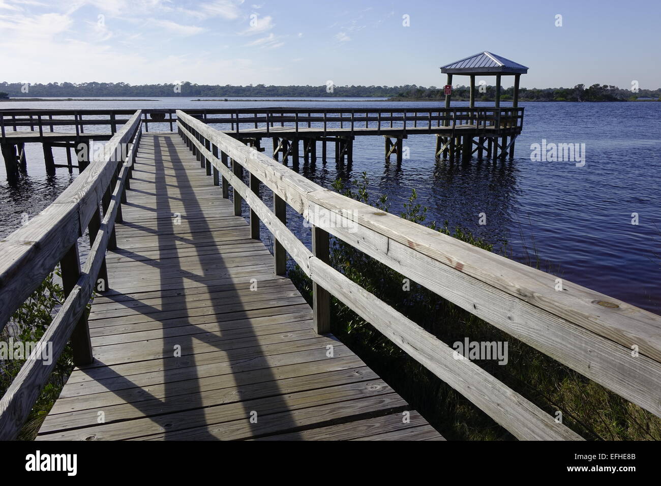 Fishing dock in Bicentennial Park, Ormond Beach, Florida Stock Photo