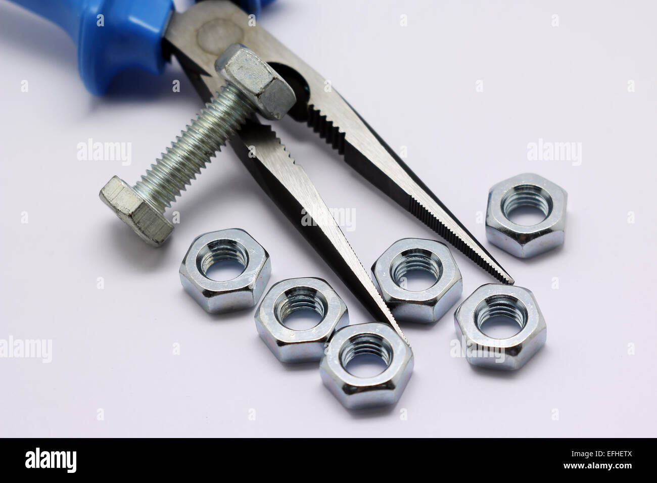 Bolt nut and the pliers Stock Photo Alamy