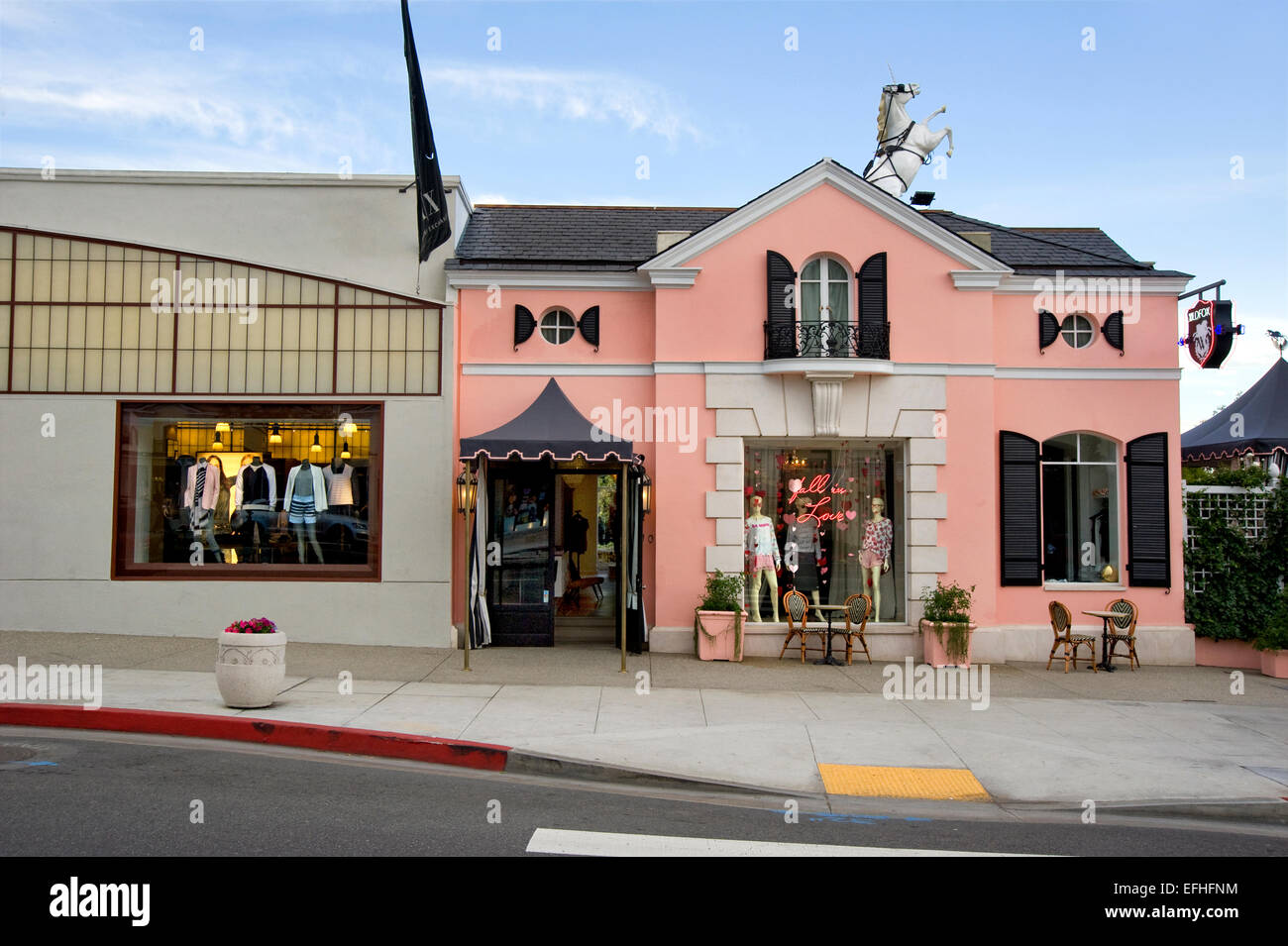 Shops and Buildings at Sunset Plaza on the Sunset Strip in West Hollywood Stock Photo