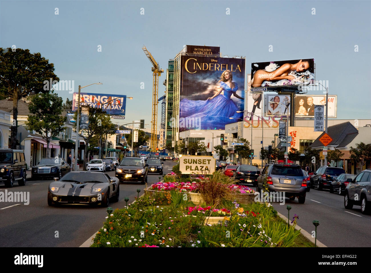 Sunset Plaza area of the Sunset Strip in West Hollywood Stock Photo