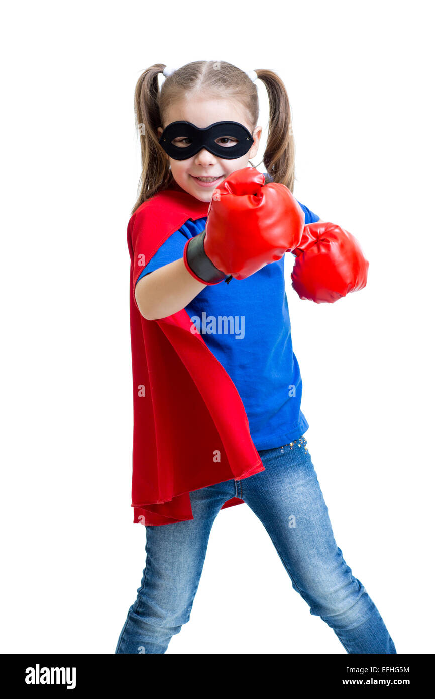 Superhero child with boxing gloves Stock Photo Alamy