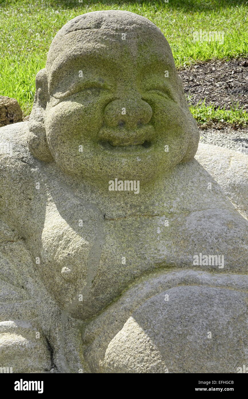 Hotei, god of happiness, at Morikami Japanese Gardens, Delray Beach, Palm Beach County, Florida Stock Photo