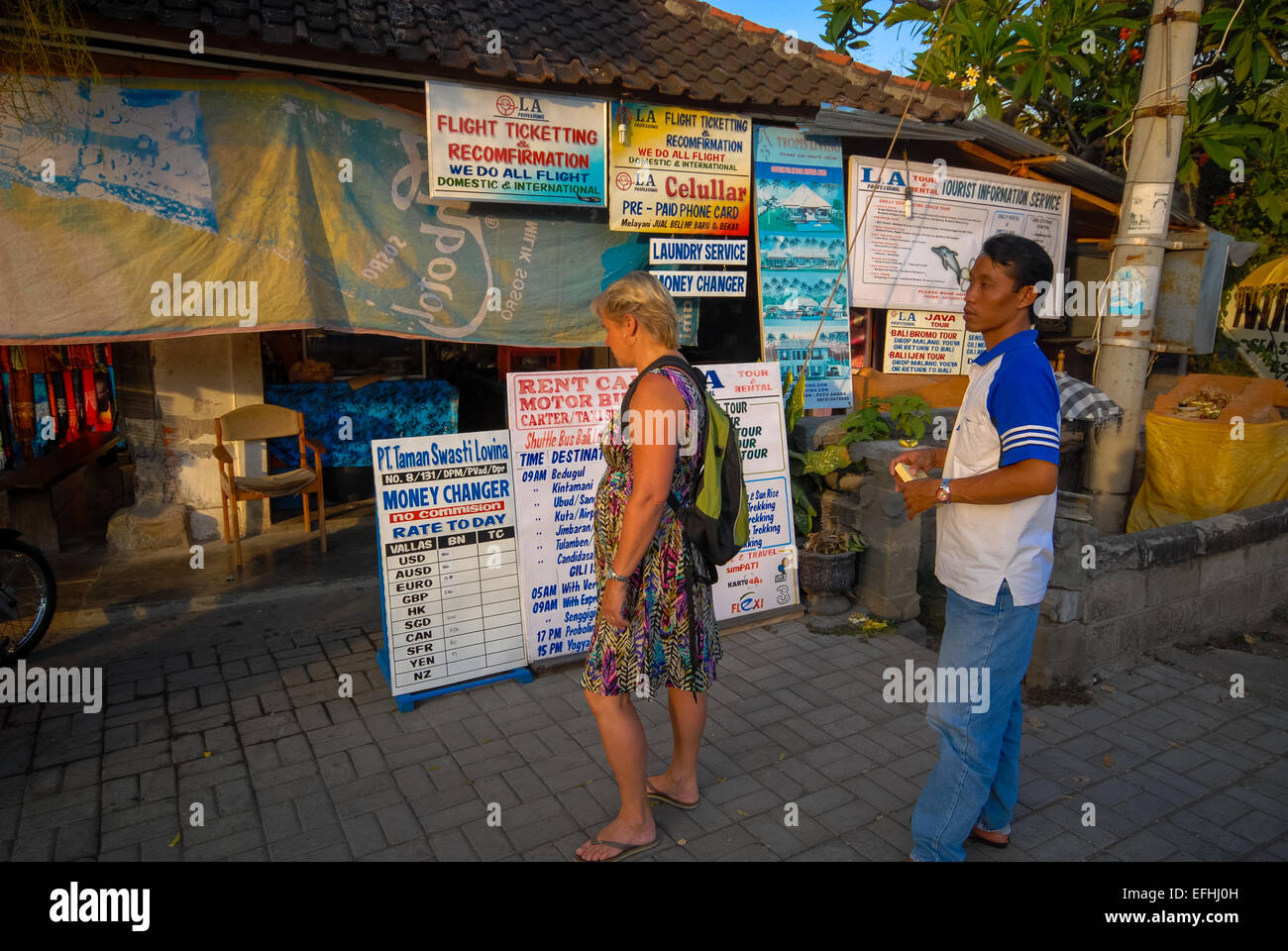 office for tours and change money in lovina at bali indonesia Stock Photo Alamy