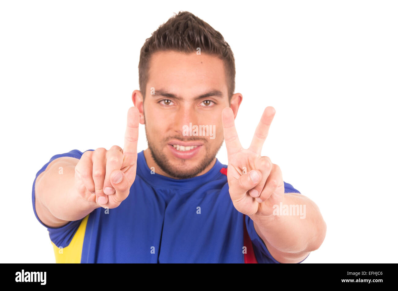 happy soccer football fan watching game Stock Photo - Alamy