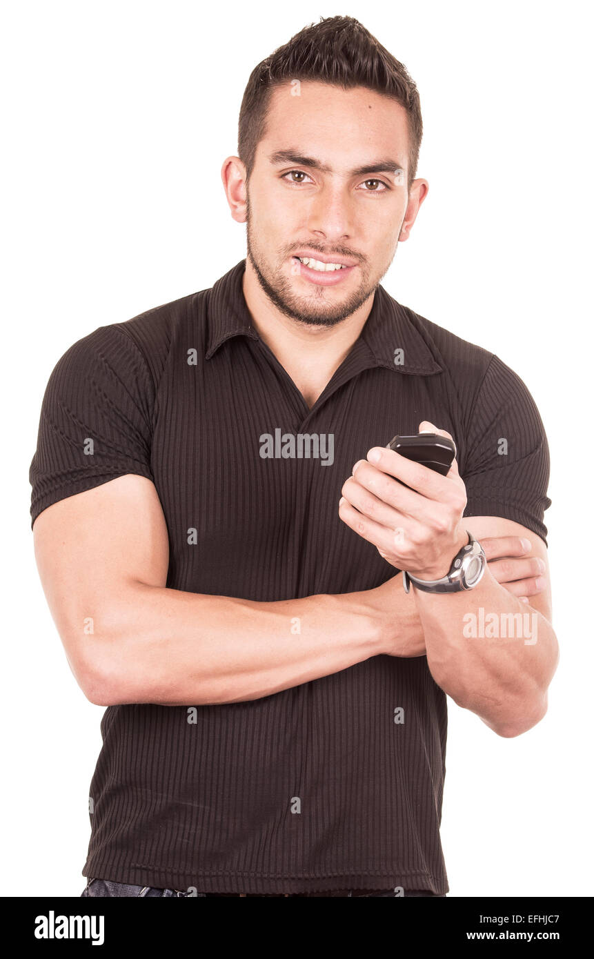 young male handsome referee wearing black uniform Stock Photo Alamy
