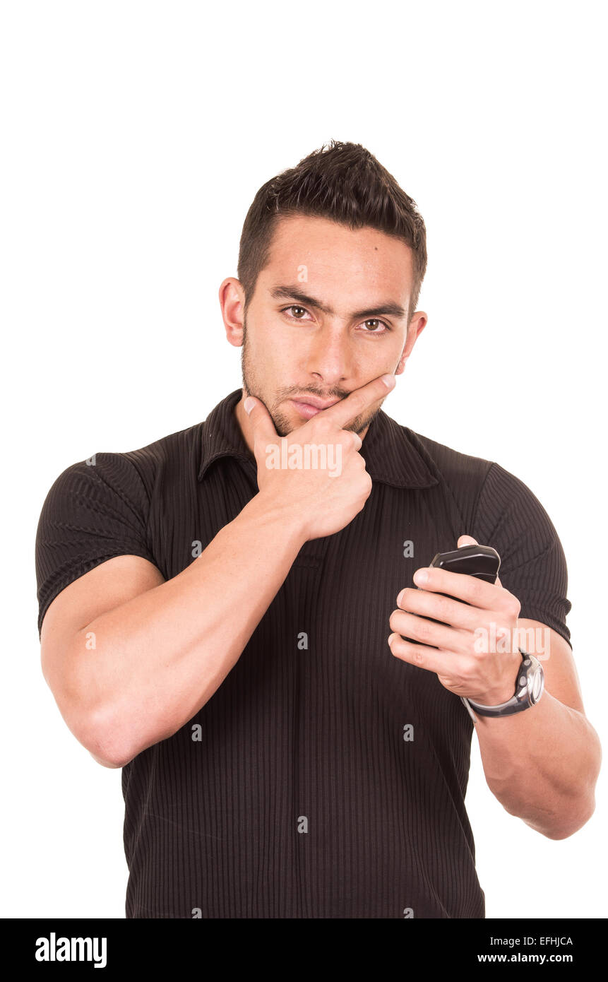 young male handsome referee wearing black uniform Stock Photo Alamy