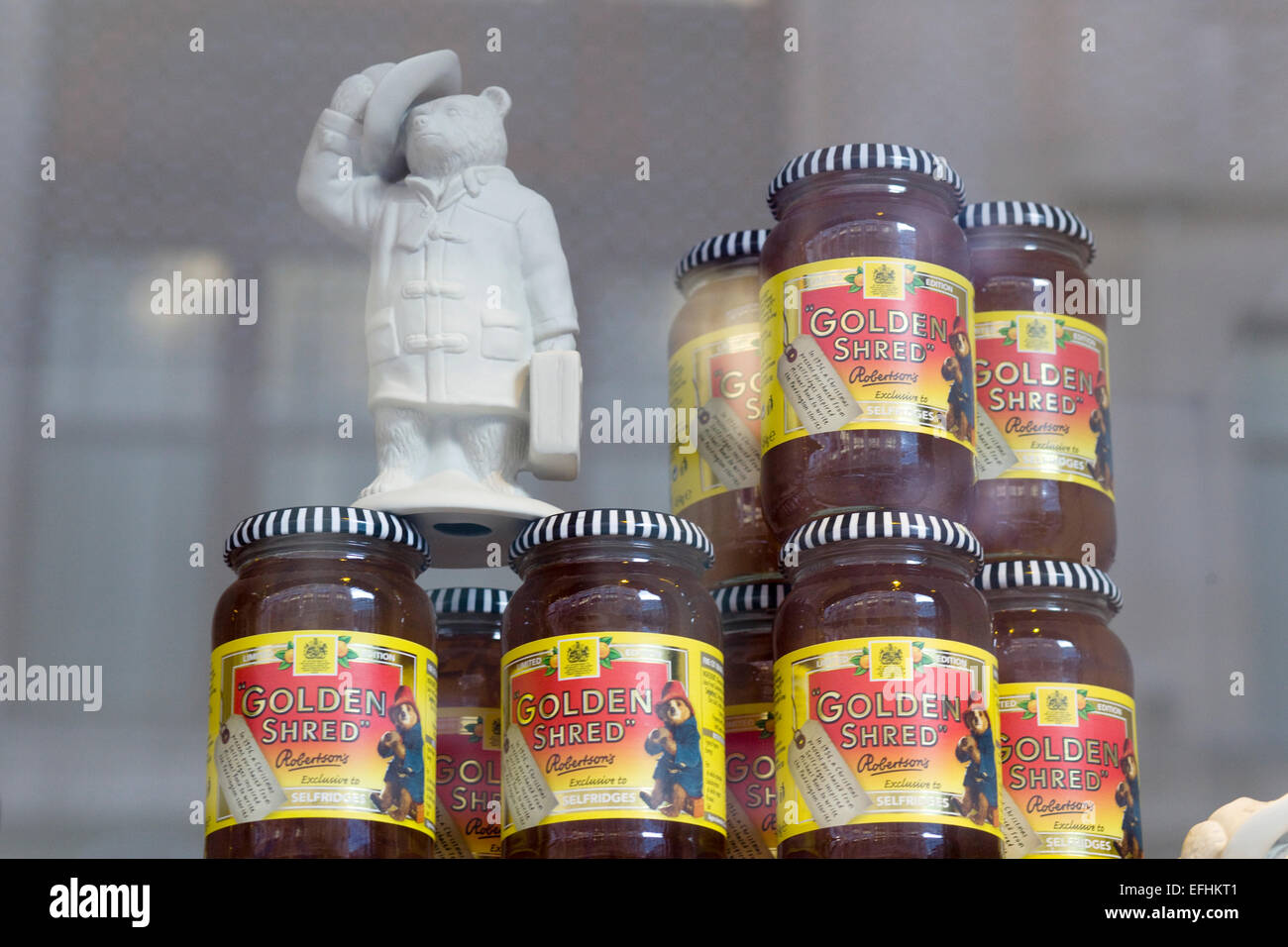 Shop window Display of Paddington Bear and jars of Golden shred marmalade Stock Photo Alamy