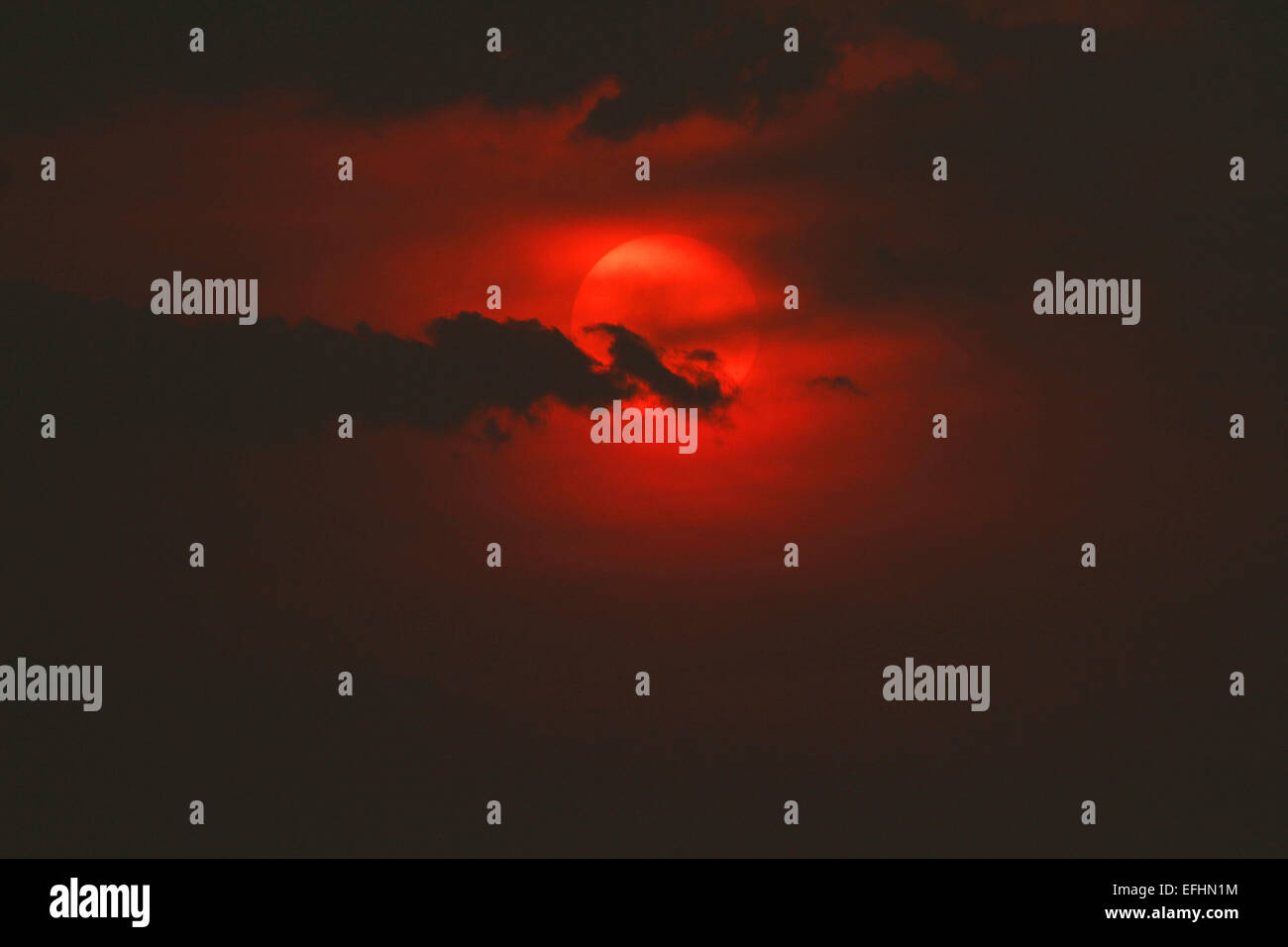 Heavens Ablaze, spectacular African sunset gorgeous red color in the ...