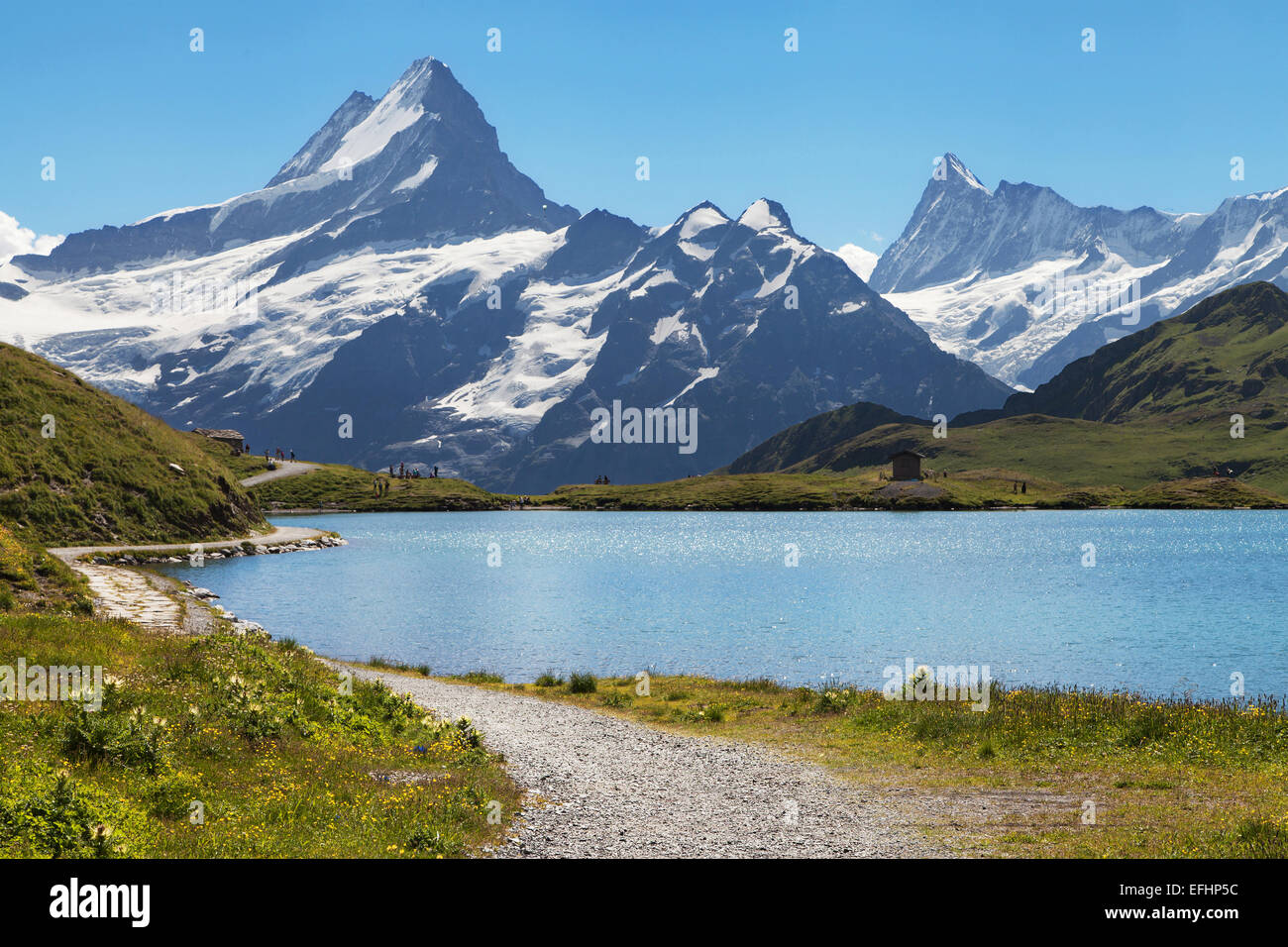 Mountain lake Bachalpsee near Grindelwald, Switzerland. Stock Photo