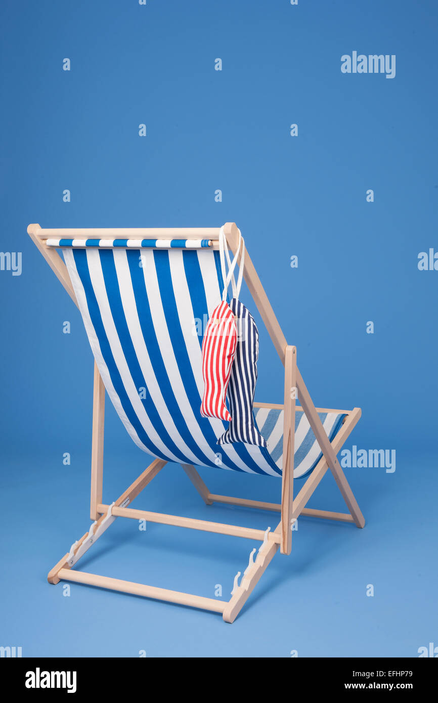Blue beach chair Stock Photo Alamy