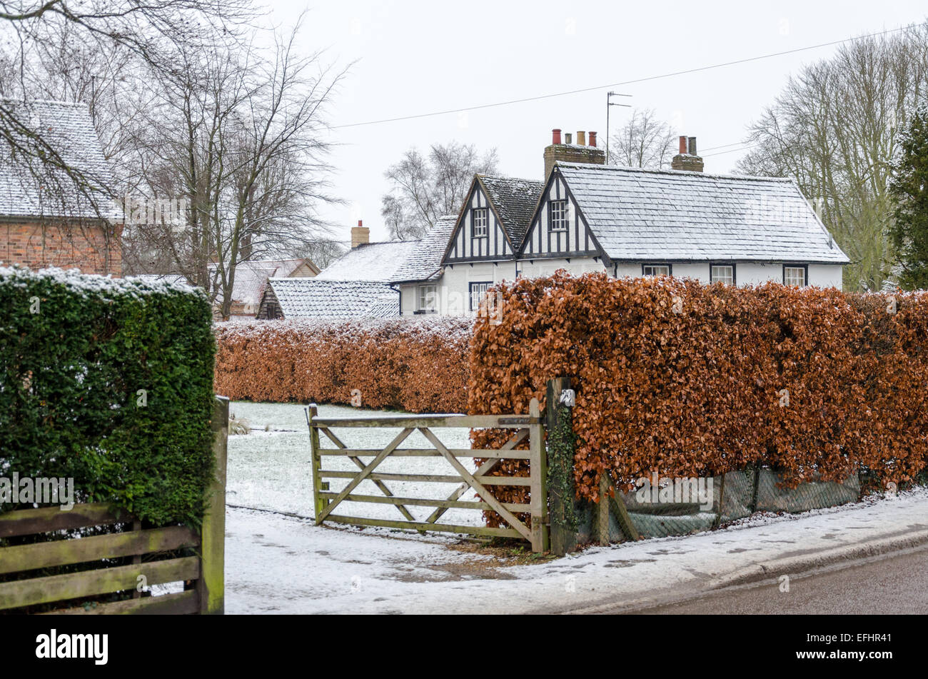 South Cambridgeshire, UK. 5th February, 2015. Snow in East Anglia. Stock Photo