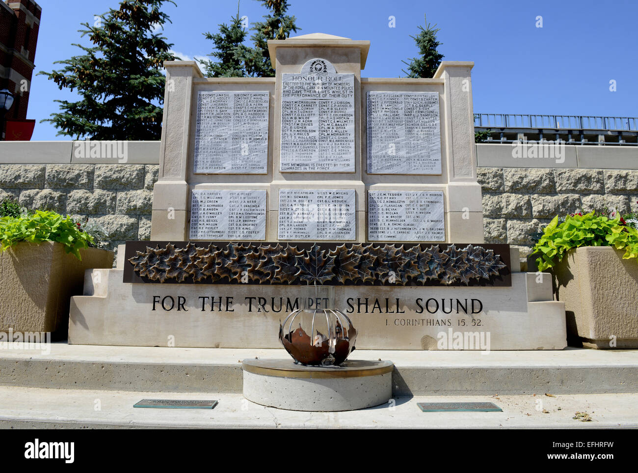 Memorial to Police who died on duty, Royal Canadian Mounted Police Depot, RCMP training academy in Regina, Saskatchewan, Canada Stock Photo