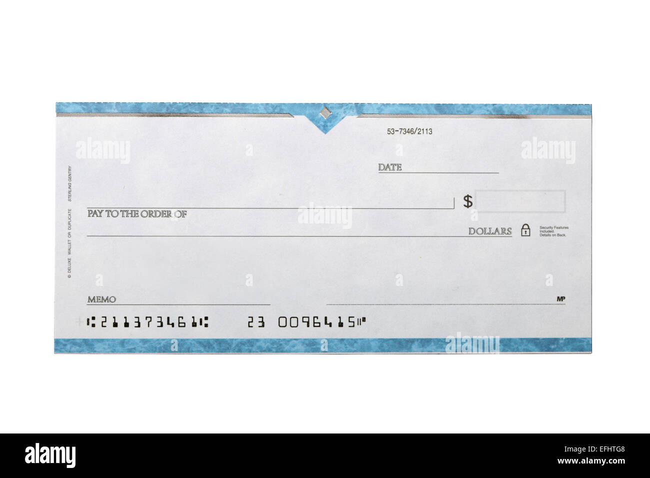 Blank cheque Stock Photo