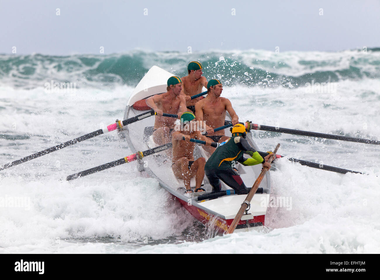 Lifesavers rowing through rough sea, Surf boat competition, Day of Stock Photo: 78453836 - Alamy