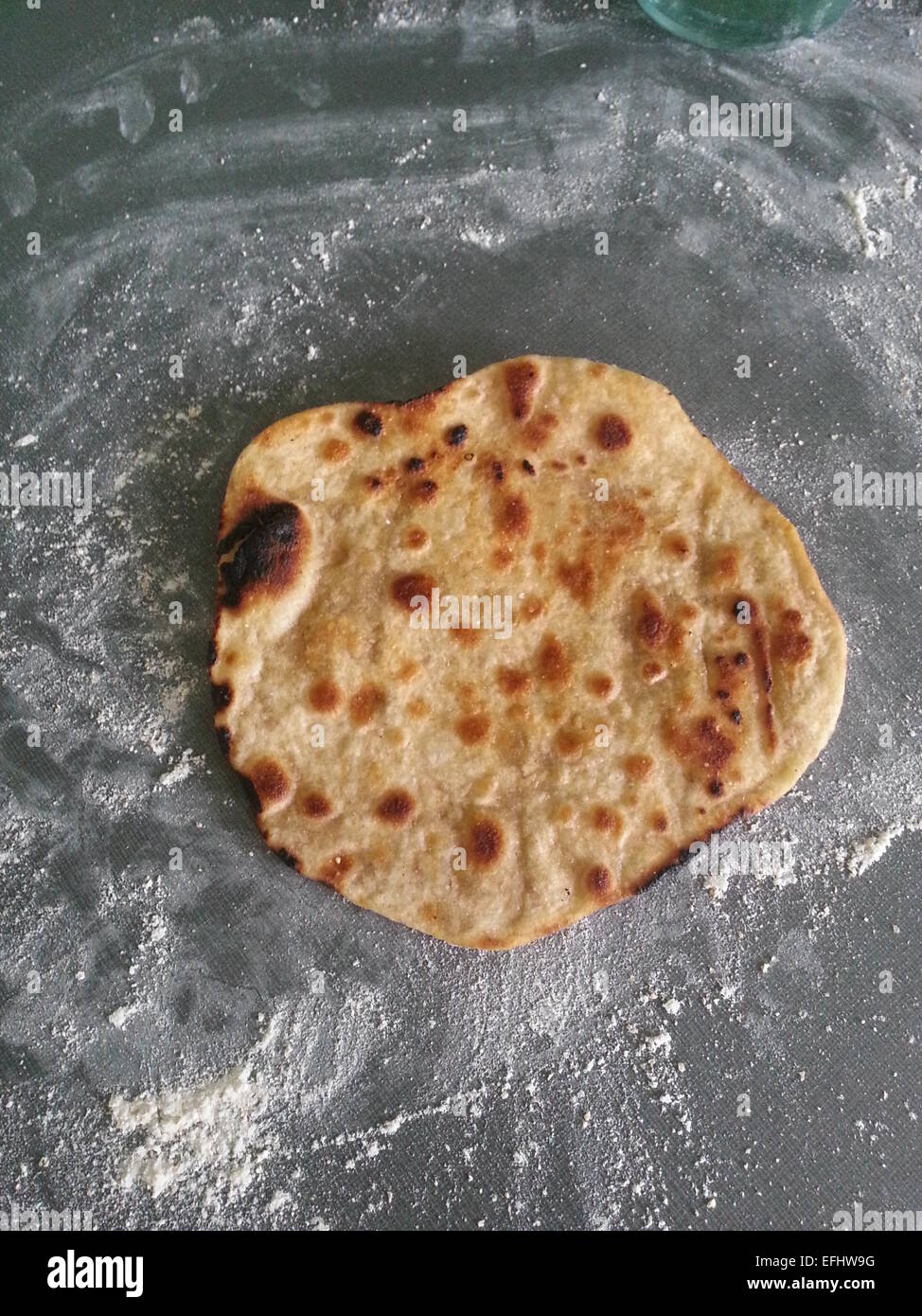 Indian chapatis, or roti, traditional unleavened bread to eat with curry Stock Photo