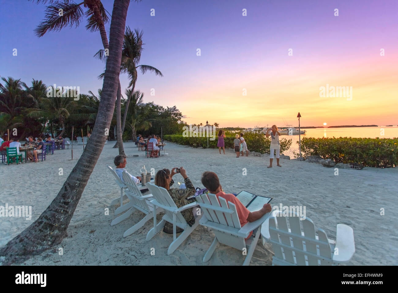 Sunset at restaurant Morada Bay, Islamorada, Florida Keys, Florida, USA