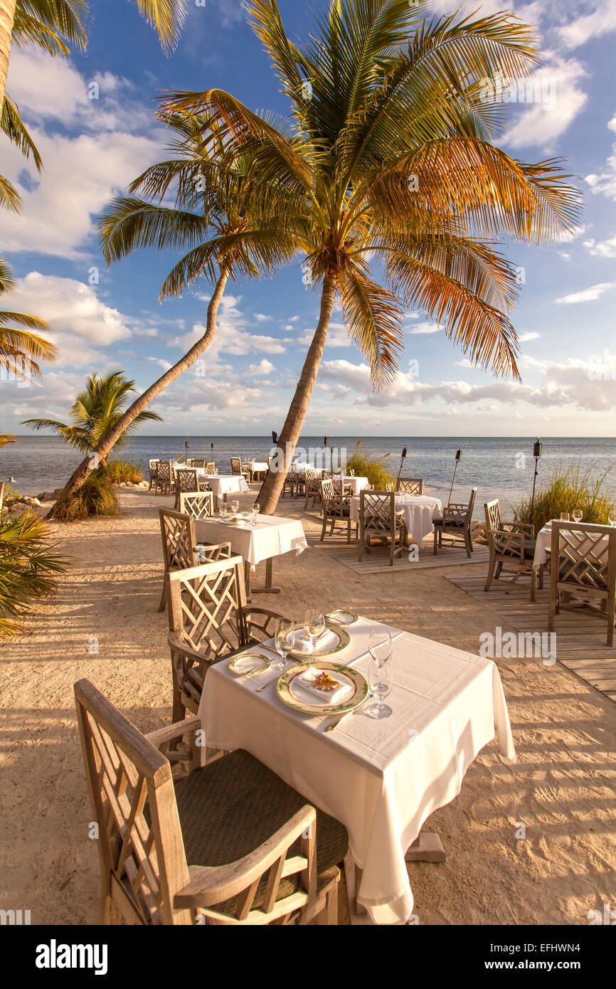 Restaurant DINING ROOM, Little Palm Island Resort, Florida Keys, USA Stock Photo