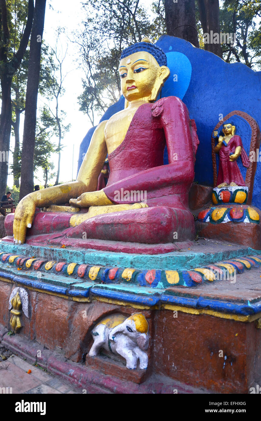 Buddha Statue in Swayambhunath Temple or Monkey Temple at Kathmandu ...