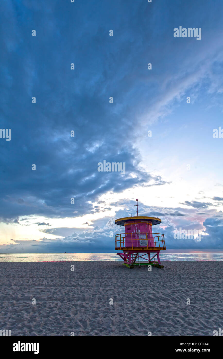 Lifeguard Hut, South Beach, Miami, Florida, USA Stock Photo