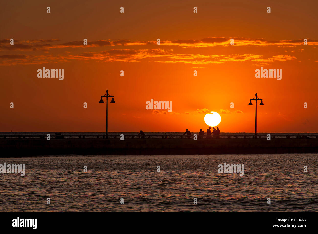 Sunrise at White Street Pier, Key West, Florida Keys, Florida, USA Stock Photo