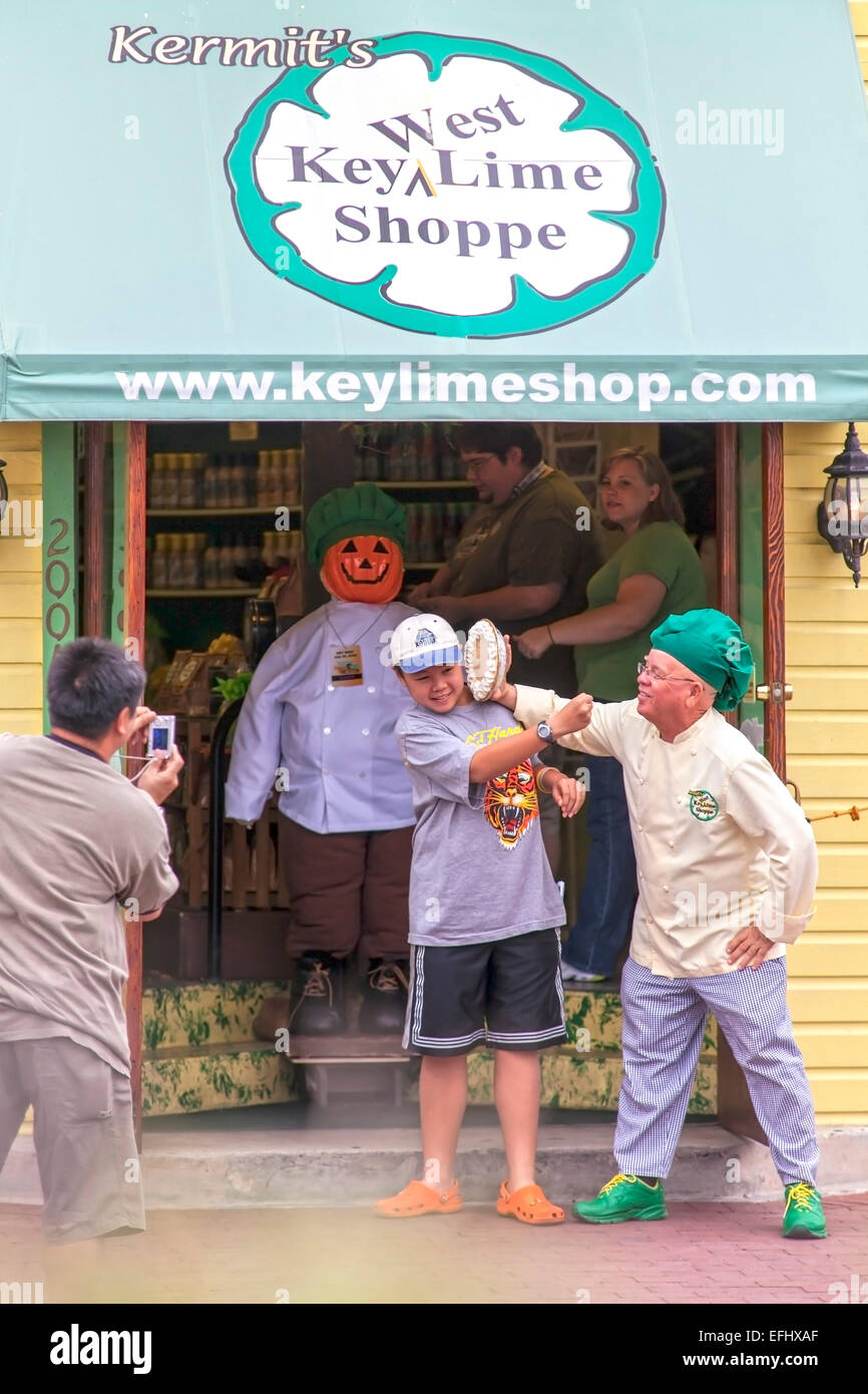 Impression in front of Key West Lime Shoppe, a famous Key Lime Pie producer, Key West, Florida Keys, USA Stock Photo