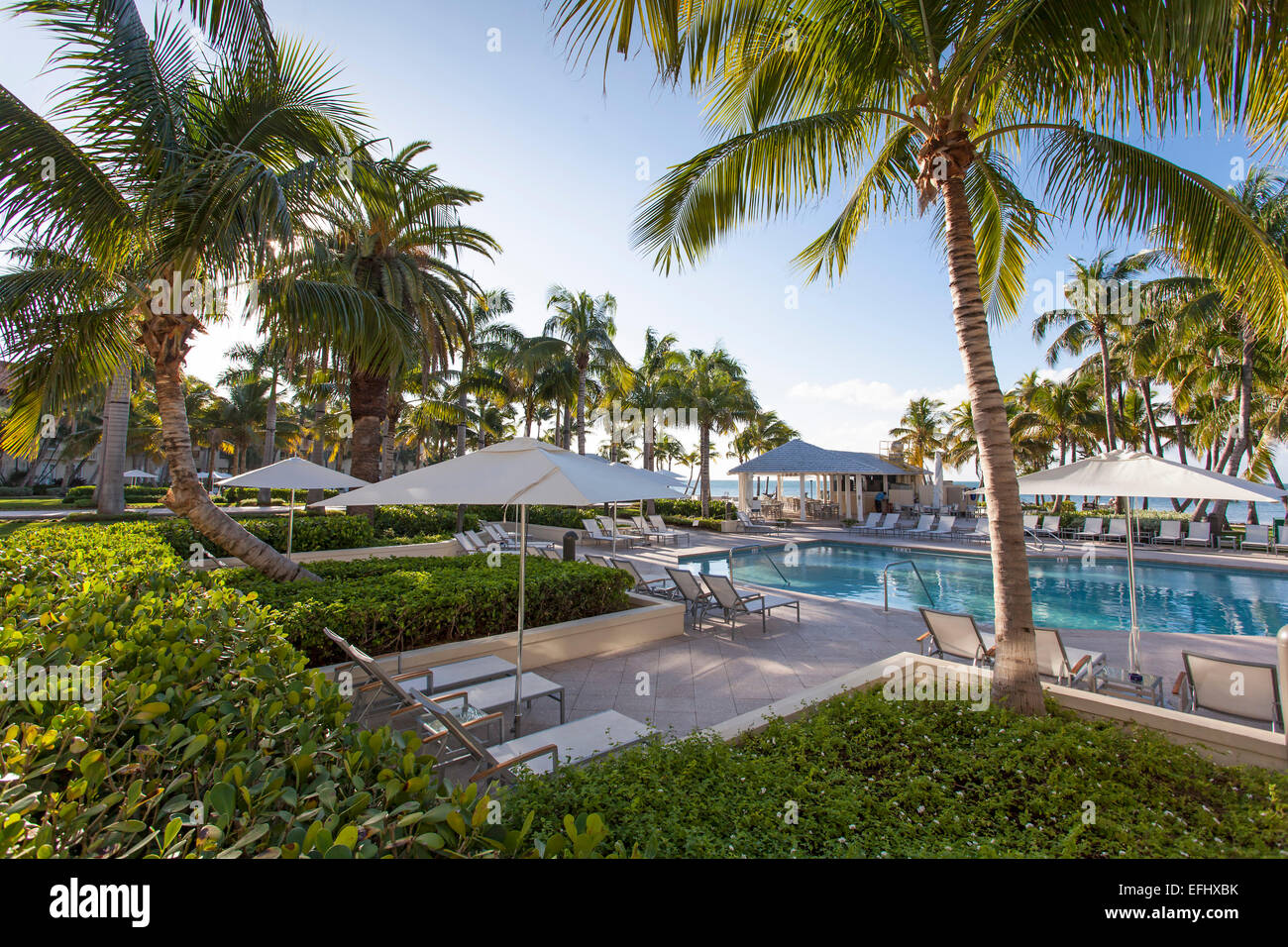Pool area at luxury hotel Casa Marina Waldorf Astoria, Key West, Florida Keys, USA Stock Photo