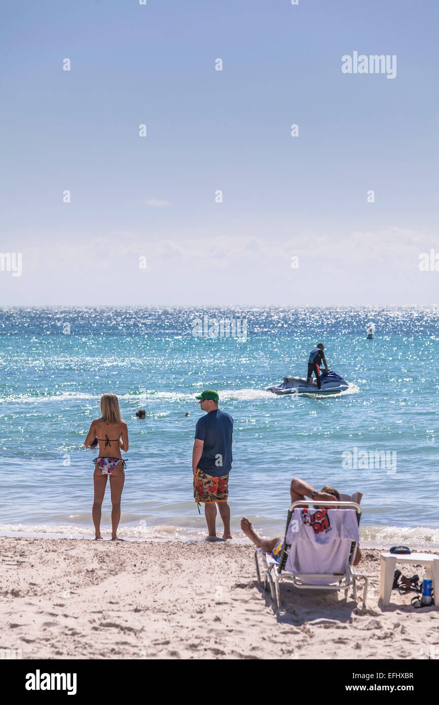 Beach area at luxury hotel Reach Resort, Key West, Florida Keys, USA Stock Photo