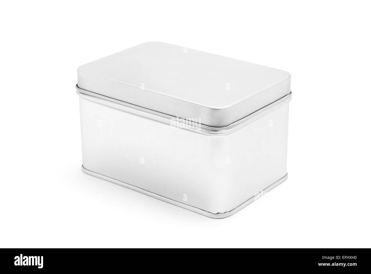 tin box on white background Stock Photo Alamy