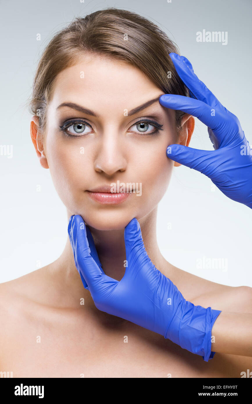 Beautiful, flawless female face - plastic surgery Stock Photo