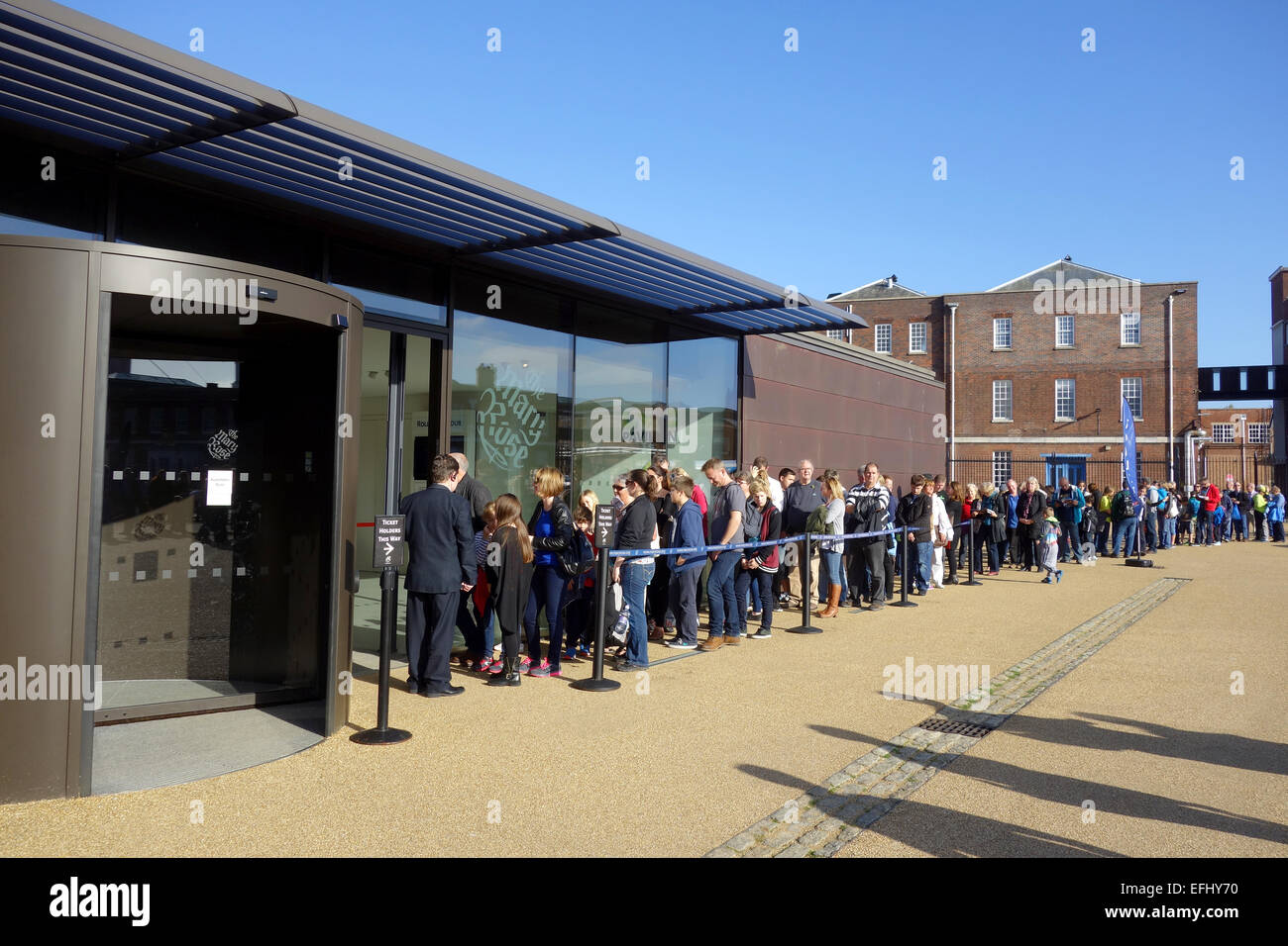 Queues at the Mary Rose museum at Portsmouth Historic Dockyard, Hampshire, Britain, UK Stock Photo
